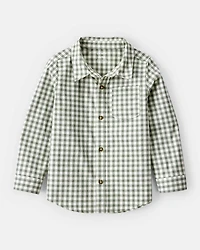 Toddler Boy Long-Sleeve Plaid Button Down Shirt - Green