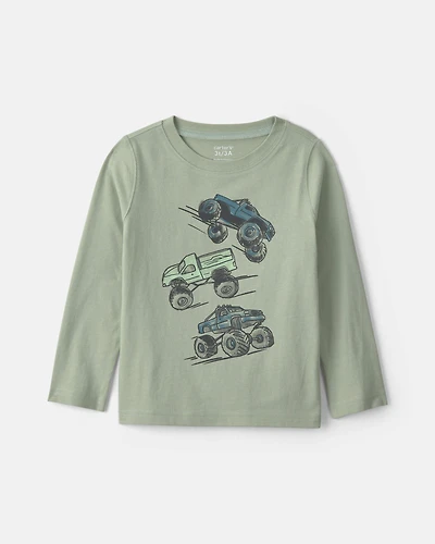 Toddler Boy Monster Truck Long-Sleeve Graphic Tee - Green