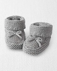 Baby Organic Cotton Crochet Booties Gray