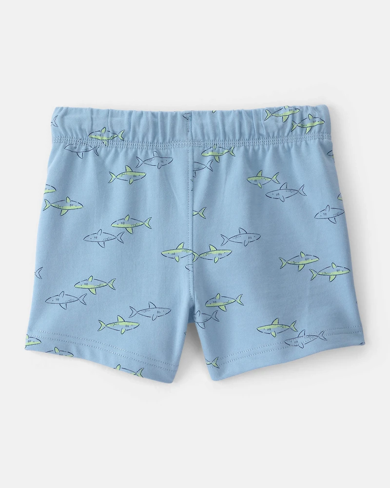 Toddler Boy Shark French Terry Shorts - Blue