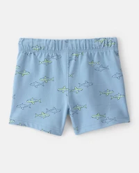Toddler Boy Shark French Terry Shorts - Blue