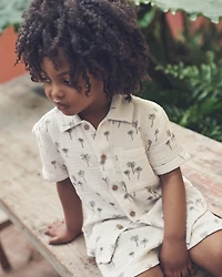 Toddler Boy 2-Piece Organic Cotton Gauze Top & Short Set Palm Trees
