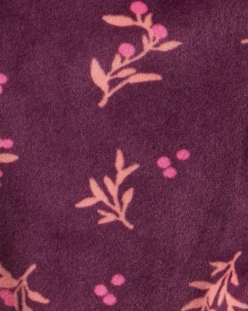 Baby Girl 2-Piece Floral DreamPlush Long-Sleeve Snug Fit Sleeper- Maroon
