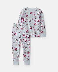 Toddler 2-Piece Disney Mickey Mouse Christmas 100% Cotton Snug Fit Pyjama Set - Blue