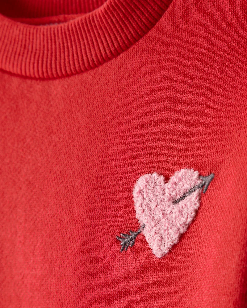 Baby Girl Heart Fleece Long-Sleeve Dress - Red