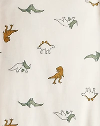 Baby Boy 4-Pack Dinosaur Print Cotton Long-Sleeve Multipack Bodysuits - White