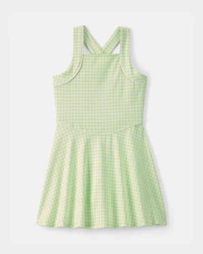 Girls Gingham Active Dress - Green