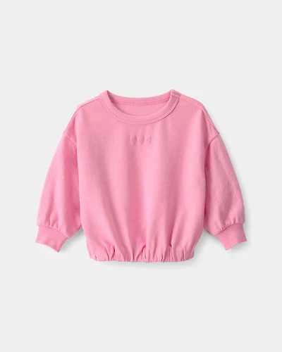 Baby Girl Strawberry French Terry Pullover Sweatshirt - Pink