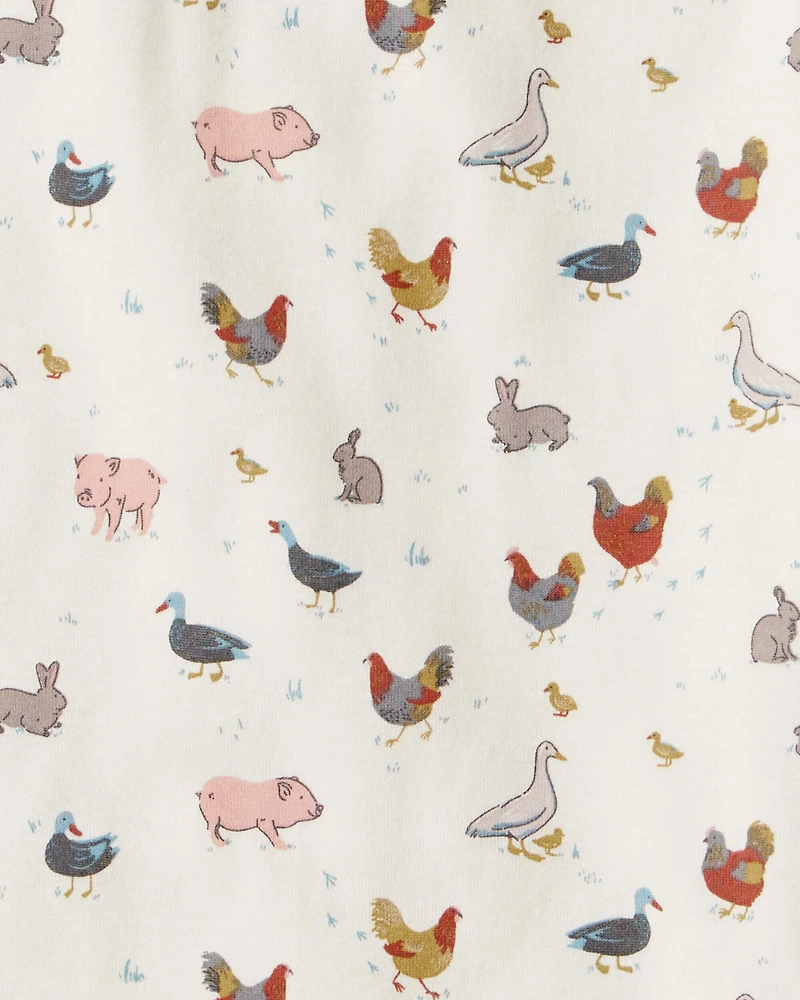 Kid 2-Piece Farm Animal Cotton Long-Sleeve Pyjamas - Cream