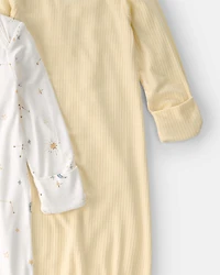 Baby 2-Pack Constellation PurelySoft Sleeper Gowns - Yellow/Ivory