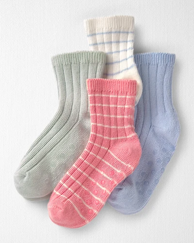 Toddler 4-Pack Slip Resistant Socks Made with Organic Cotton