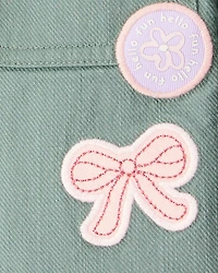 Toddler Girl Patchwork Cotton Long-Sleeve Utility Fashion Jacket - Green