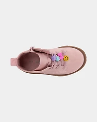 Toddler Girl Lace Charms Boots - Pink