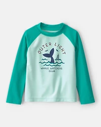 Toddler Boy 2-Piece Whale Long-Sleeve Rashguard & Swim Trunks Set - Green
