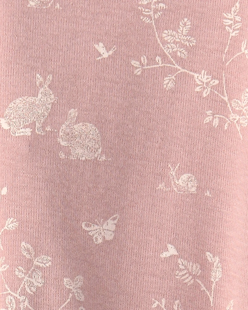 Baby Girl Organic Cotton Sleeper Pink Bunnies Print