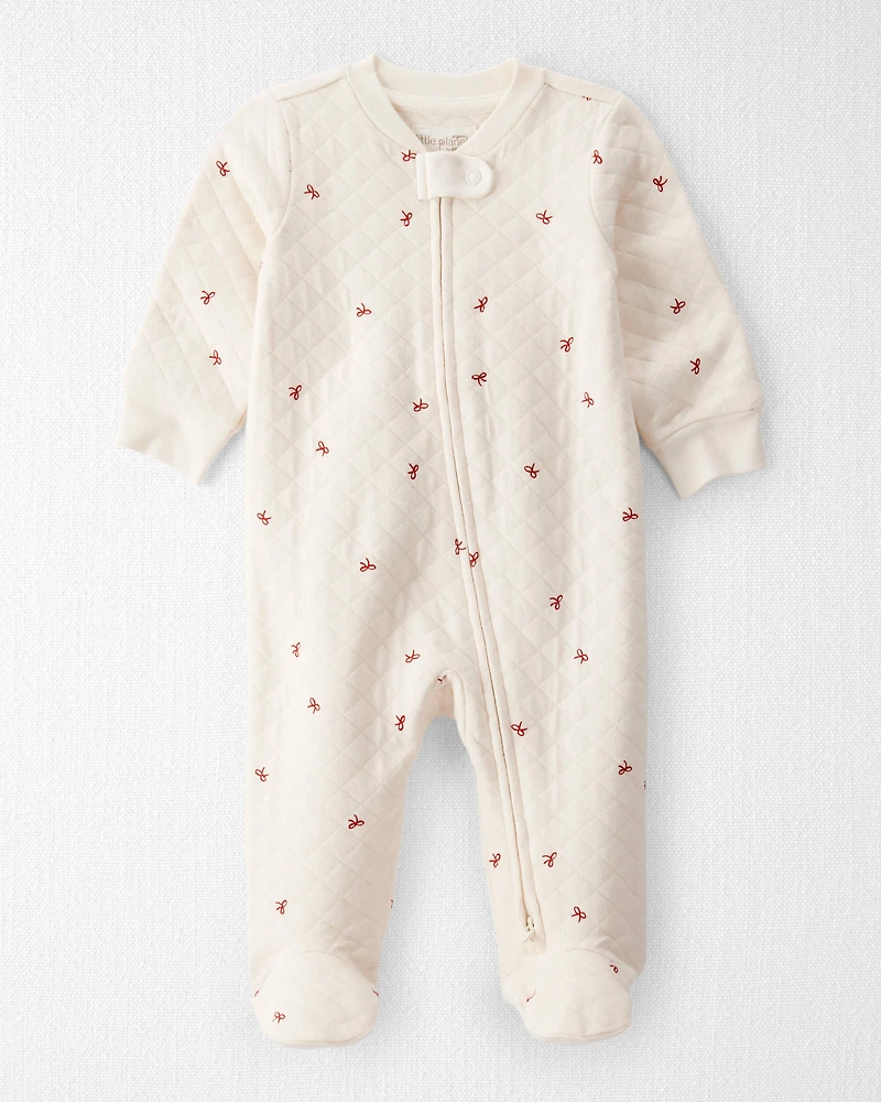 Baby Quilted Bow Print Sleep & Play Made with Organic Cotton