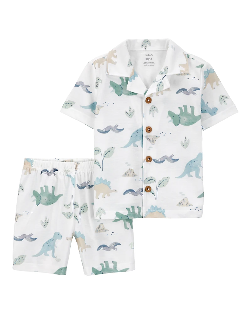 Toddler Boy 2-Piece Dinosaur Coat-Style Loose Fit Pyjamas