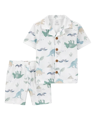 Toddler Boy 2-Piece Dinosaur Coat-Style Loose Fit Pyjamas