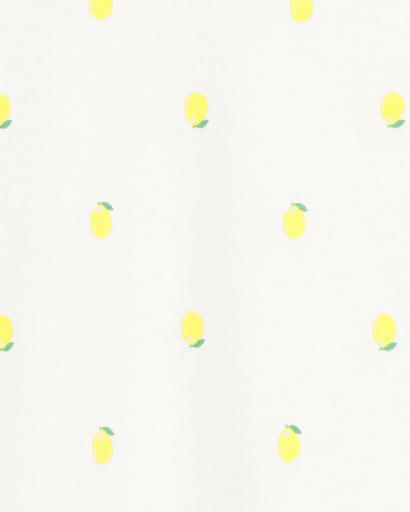 Kid Lemon Print Short-Sleeve Fashion Top - Ivory