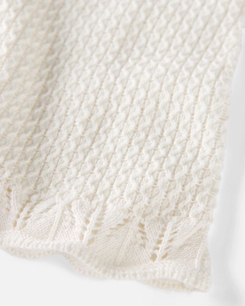 Kid 2-Piece Organic Cotton Crotchet Knit Set-Cream