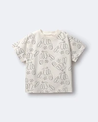 Toddler Dolman Tee Dog Print - Cream