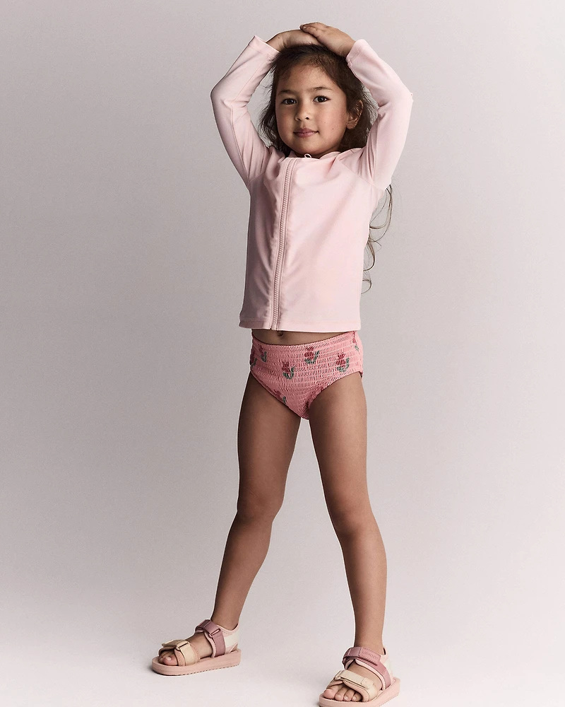 Toddler Full-Zip Long-Sleeve Rashguard - Blush