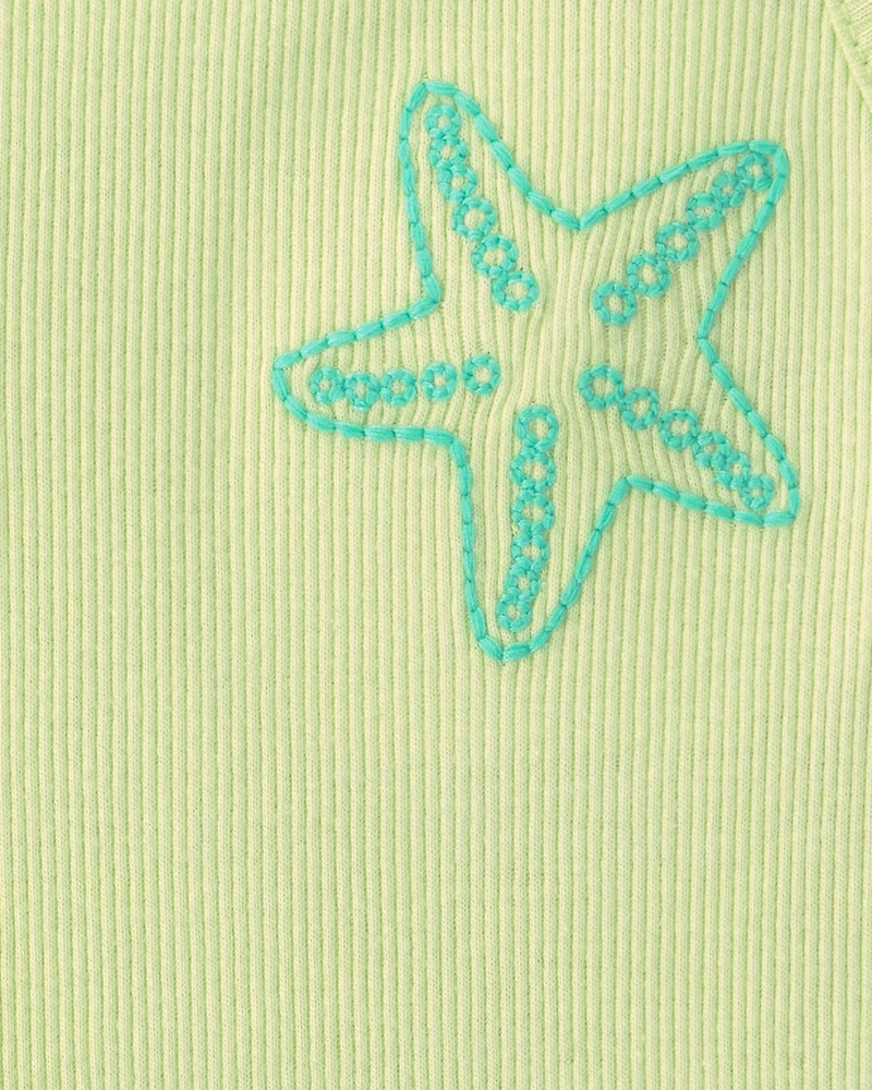 Toddler Girl Starfish Tank Top - Green
