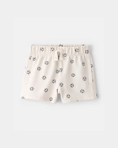 Baby Boy Soccer French Terry Shorts - White