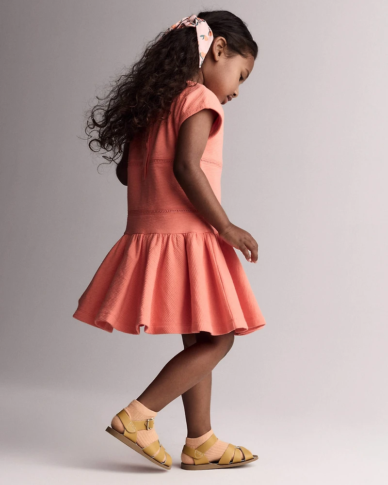 Toddler Girl Drop Waist Short-Sleeve Dress - Orange