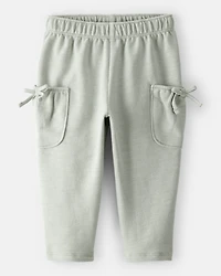 Baby Girl Bow Pocket French Terry Pants - Green