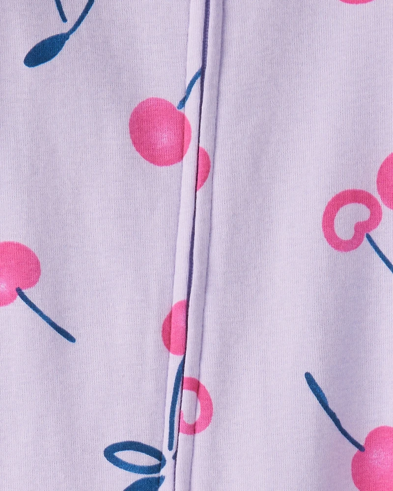 Toddler Girl Cherry 100% Cotton Snug Fit 1-Piece Pyjamass - Purple