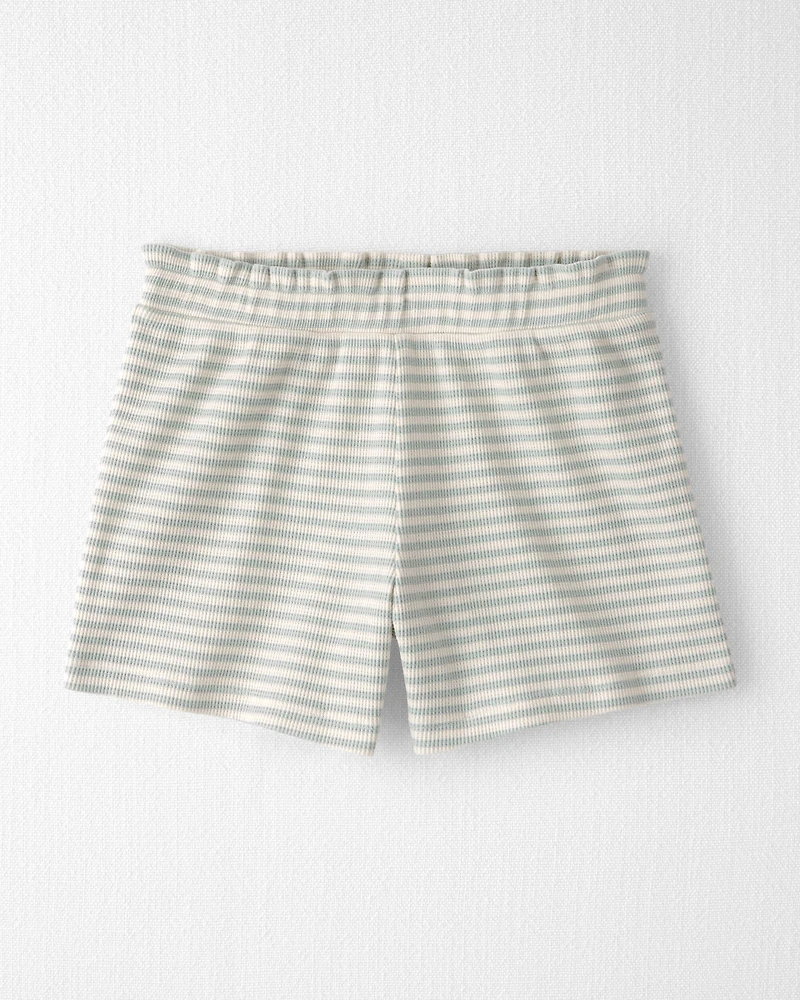 Girls 2-Piece Organic Cotton Waffle Knit Top & Short Set Stripes