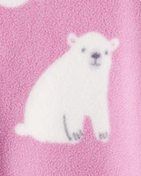 Baby Girl Polar Bear Print Loose Fit Long-Sleeve Sleeper - Pink