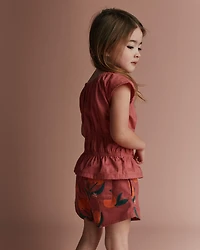 Toddler Girl Elastic Waist Peplum Top - Burgundy