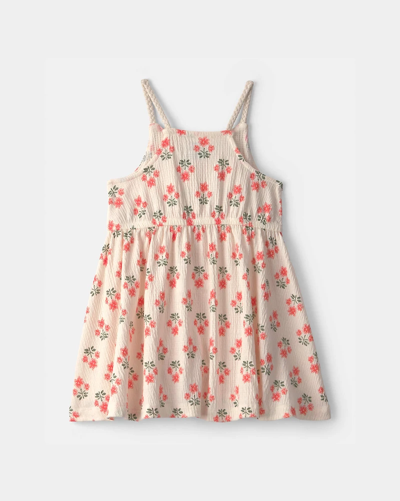 Toddler Girl Floral Ruffle Dress - Cream