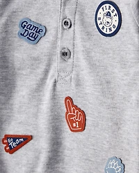 Baby Boy 2-Piece Sports Long-Sleeve Bodysuit & Pant Set - Grey/Blue