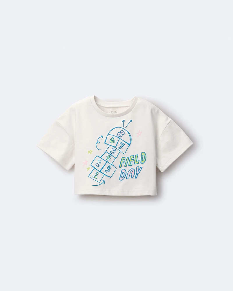 Toddler Girl 'Field Day' Breezy Top Hopscotch Print - Cream