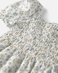 Toddler Girl Smocked Dress Made with Organic Cotton Spring Bloom Print