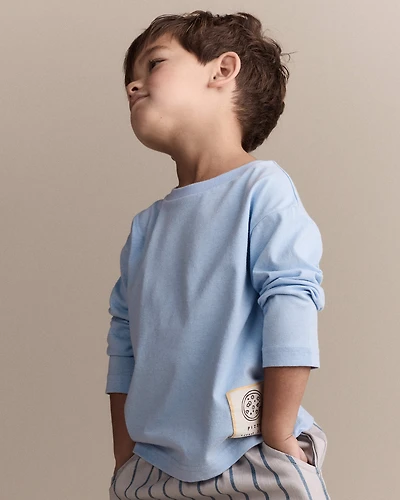 Toddler Pizza Long-Sleeve Relaxed Tee - Blue