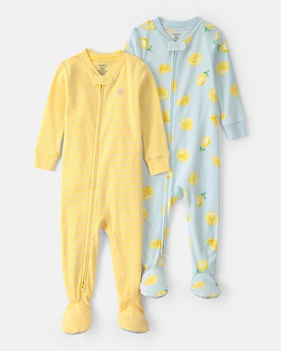 Toddler 2-Pack Lemon Snug Fit 1-Piece Pyjama Set - Yellow/Blue
