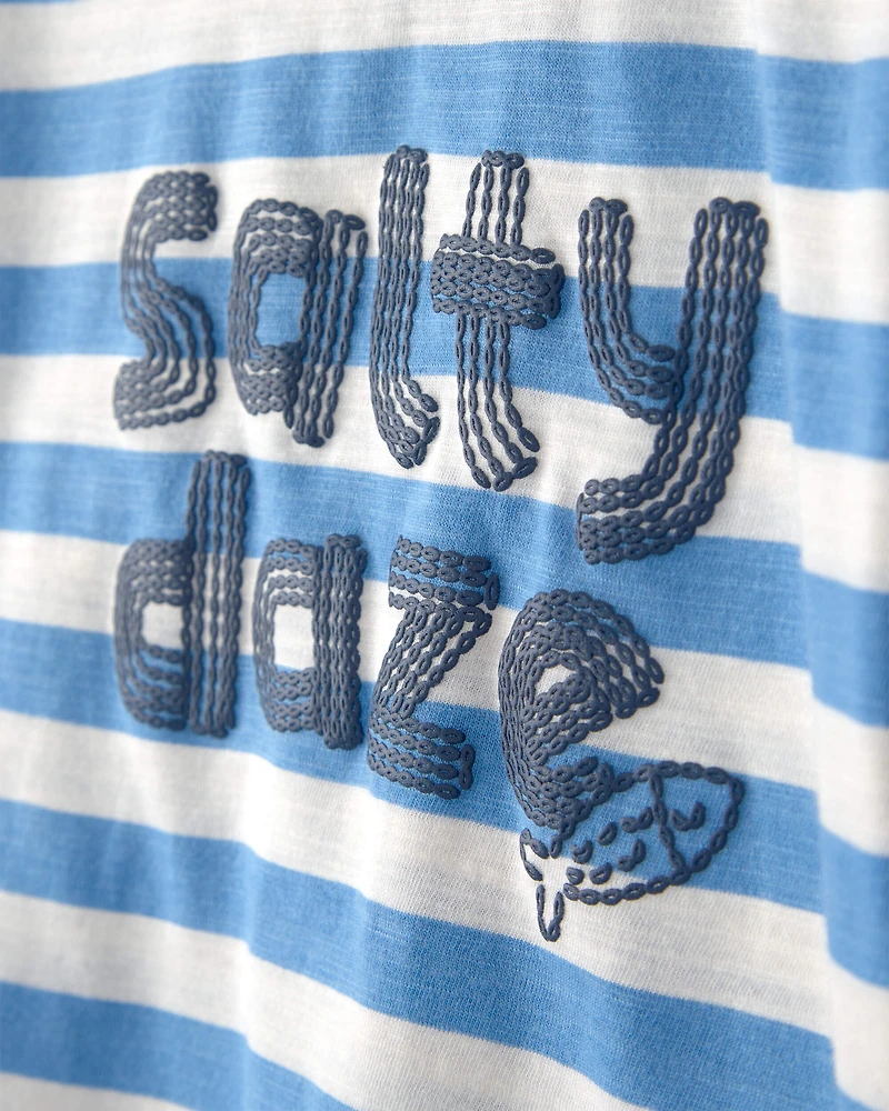 Baby Boy 'Salty Daze' Striped Graphic Tee - Blue/Ivory