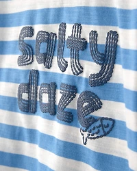 Baby Boy 'Salty Daze' Striped Graphic Tee - Blue/Ivory