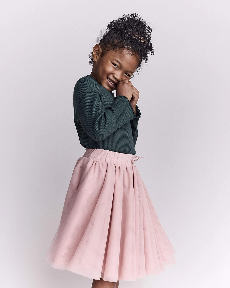 Toddler Girl Mock Neck Long-Sleeve Top - Dark Green