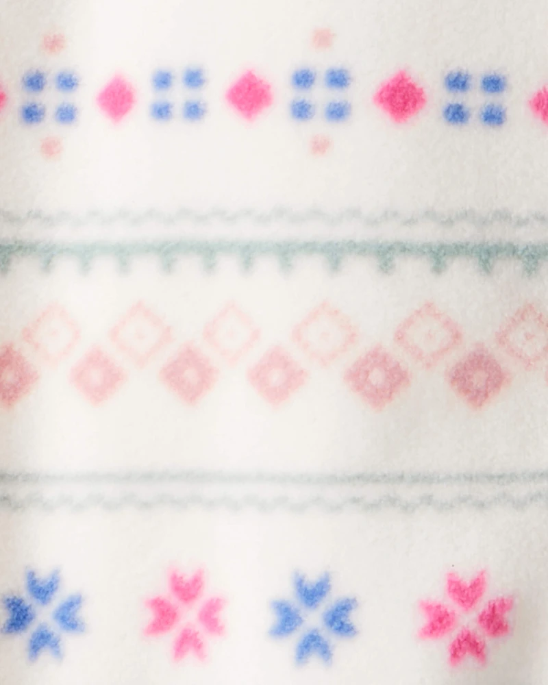Baby Girl Fair Isle Fleece Long-Sleeve Loose Fit Sleeper