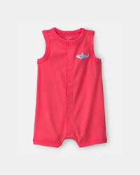 Baby Boy Shark Romper - Orange