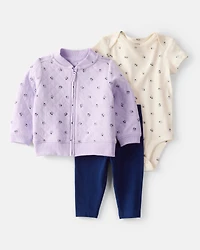 Baby 3-Piece Floral Little Cardigan Set
