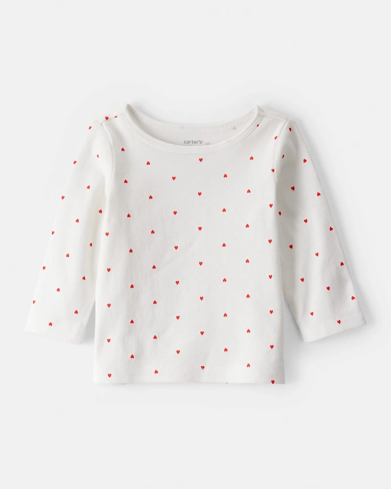 Baby Girl 3-Piece Heart Print Long-Sleeve Dress Set - Pink