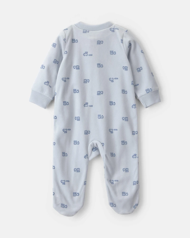 Baby Boy 'Baby Brother' Fleece 2-Way Zip Sleepers - Blue