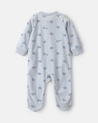 Baby Boy 'Baby Brother' Fleece 2-Way Zip Sleepers - Blue