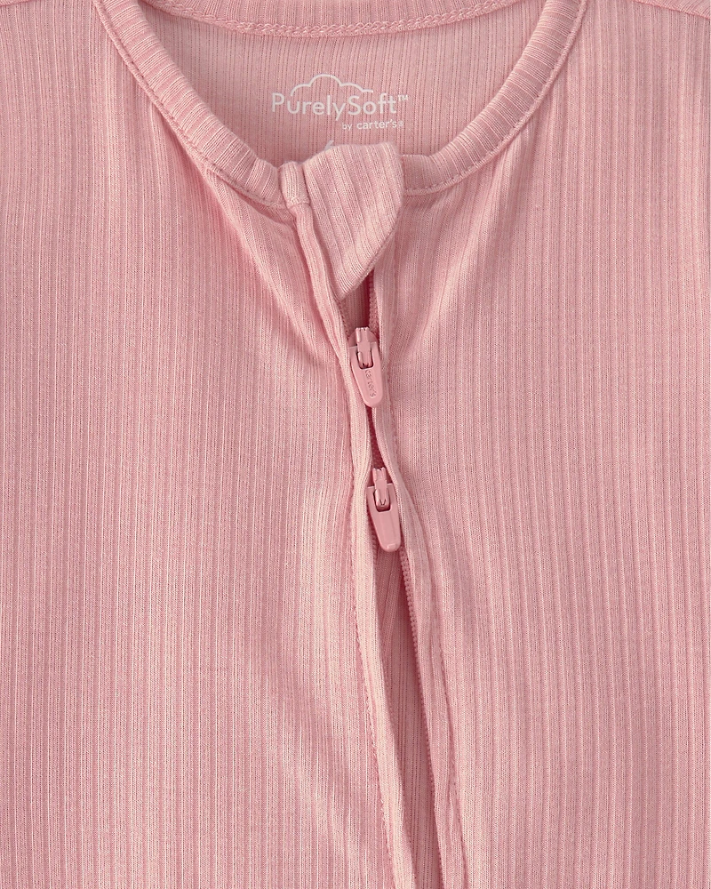 Baby Girl 2-Way Zip PurelySoft Sleeper - Pink